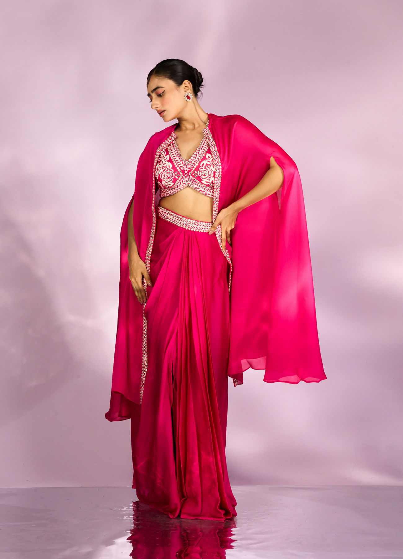 Mohey Women Enchanting Rani Pink Indo Western