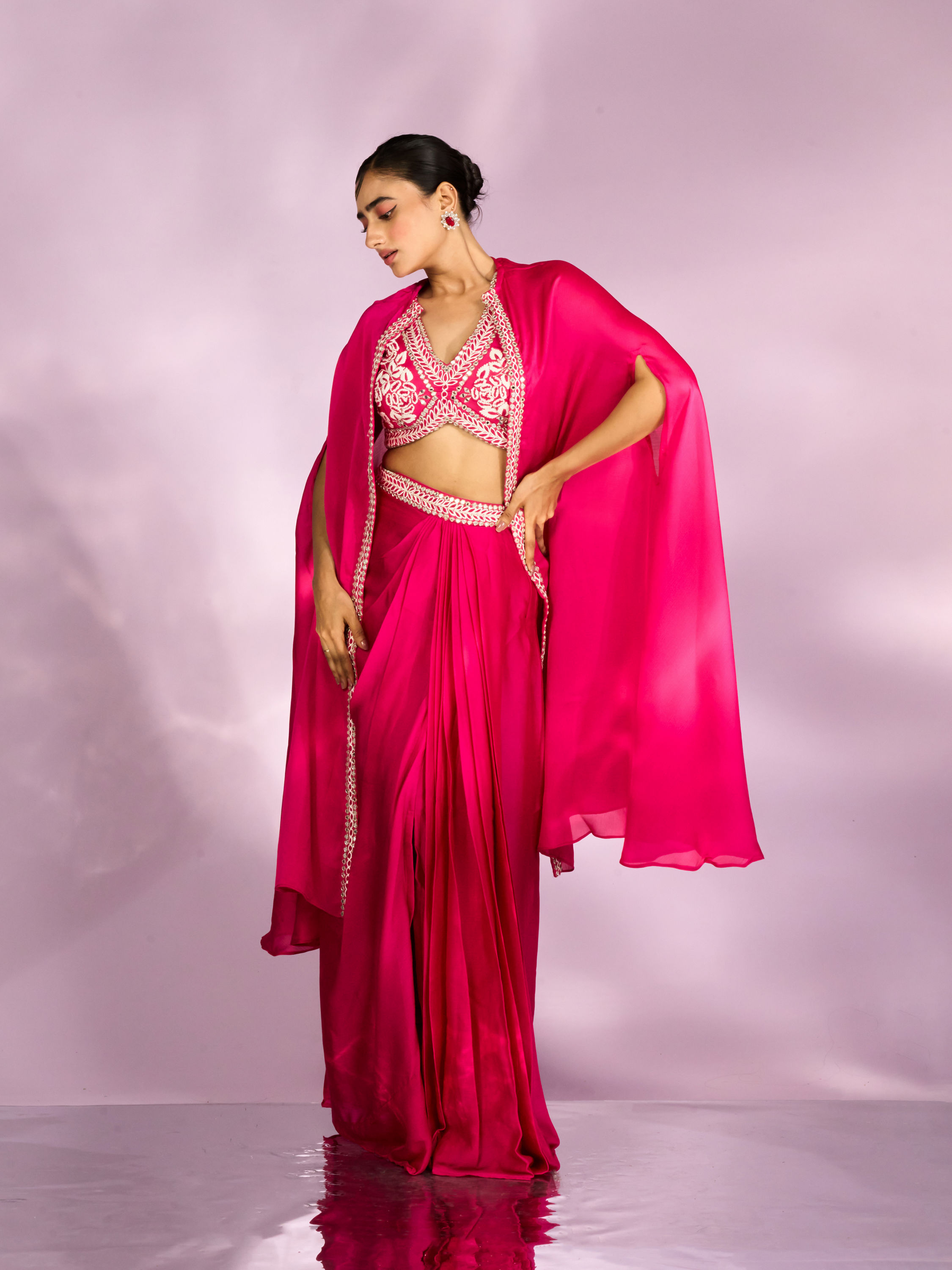 Mohey Women Enchanting Rani Pink Indo Western