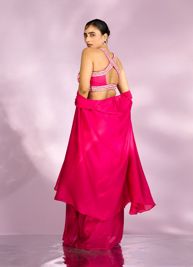 Mohey Women Enchanting Rani Pink Indo Western