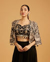 Mohey Women Midnight Black Bel Buti Embroidered Indo Western with Bird Motifs And Sequin Work