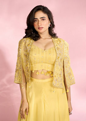 Mohey Women Exquisite Green Indo Western Set