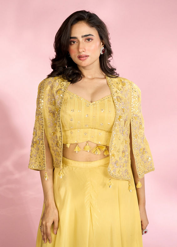 Mohey Women Exquisite Green Indo Western Set