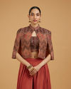 Mohey Women Gleaming Brown Satin Indo Western