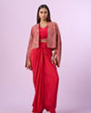 Pink Satin Indo Western Set