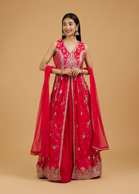 Mohey Women Enthralling Pink Anarkali Suit