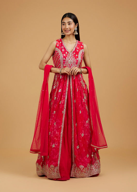 Mohey Women Enthralling Pink Anarkali Suit
