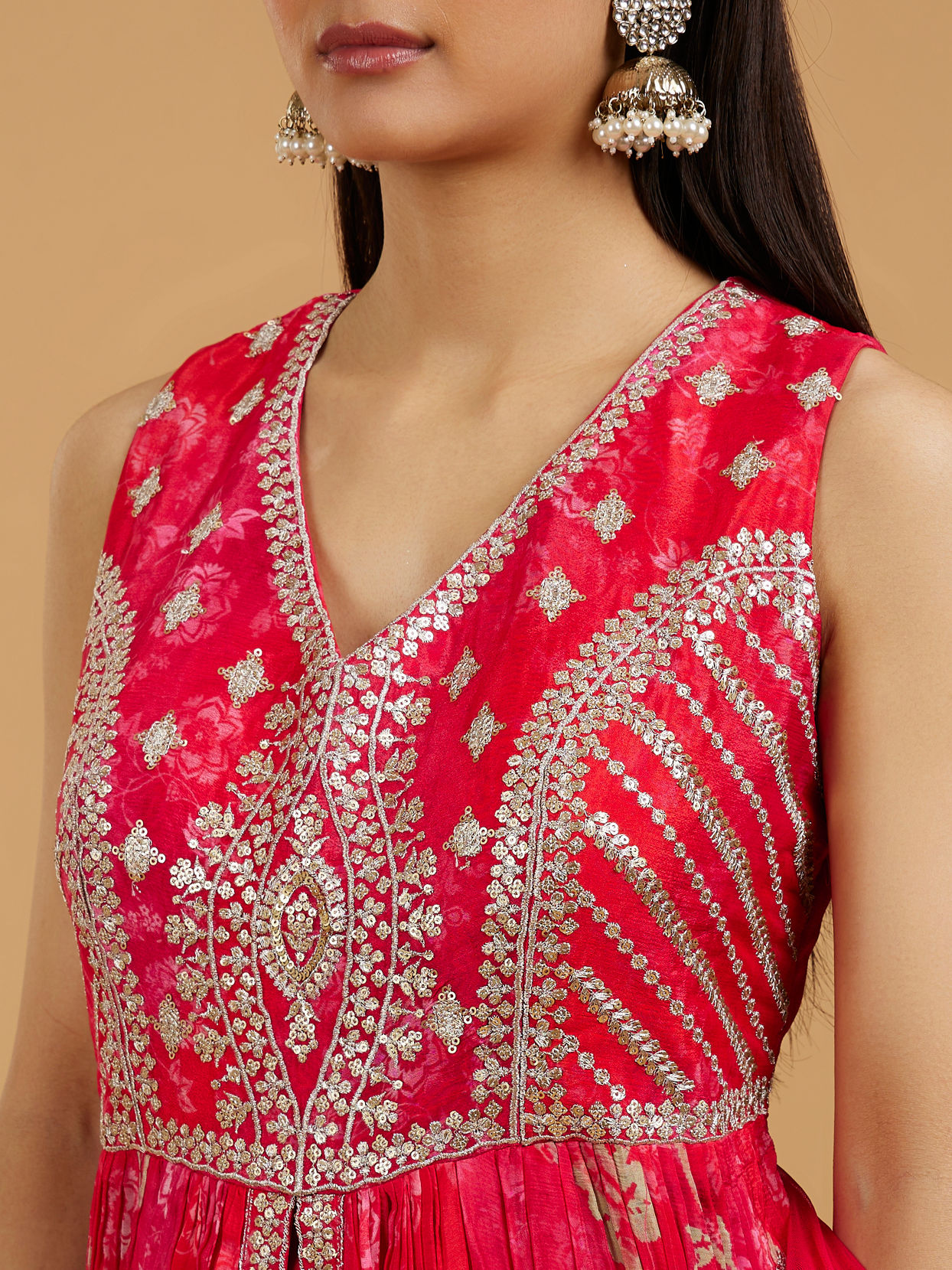 Mohey Women Enthralling Pink Anarkali Suit