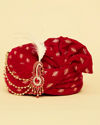 Manyavar Men Aurora Red Gold Embellished Safa