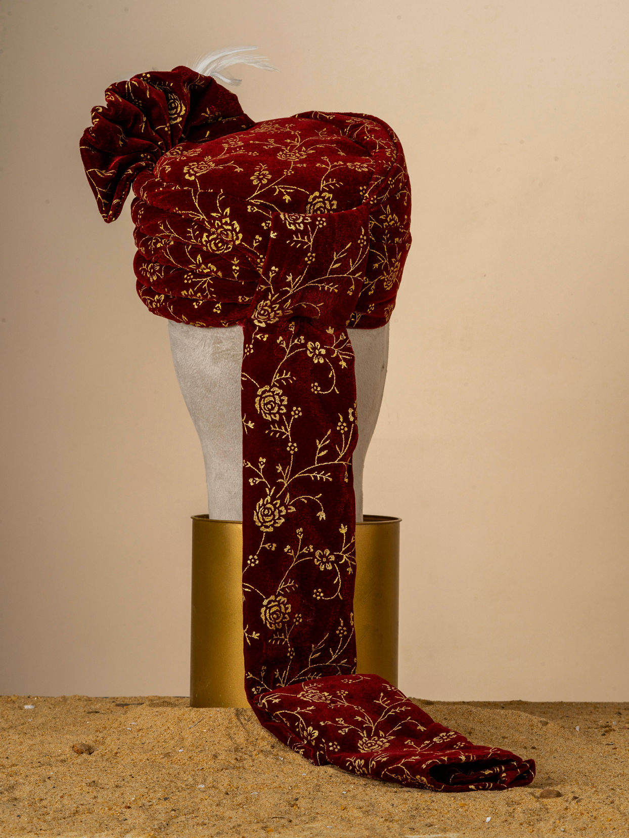 Manyavar Men Maroon Velvet Royal Safa