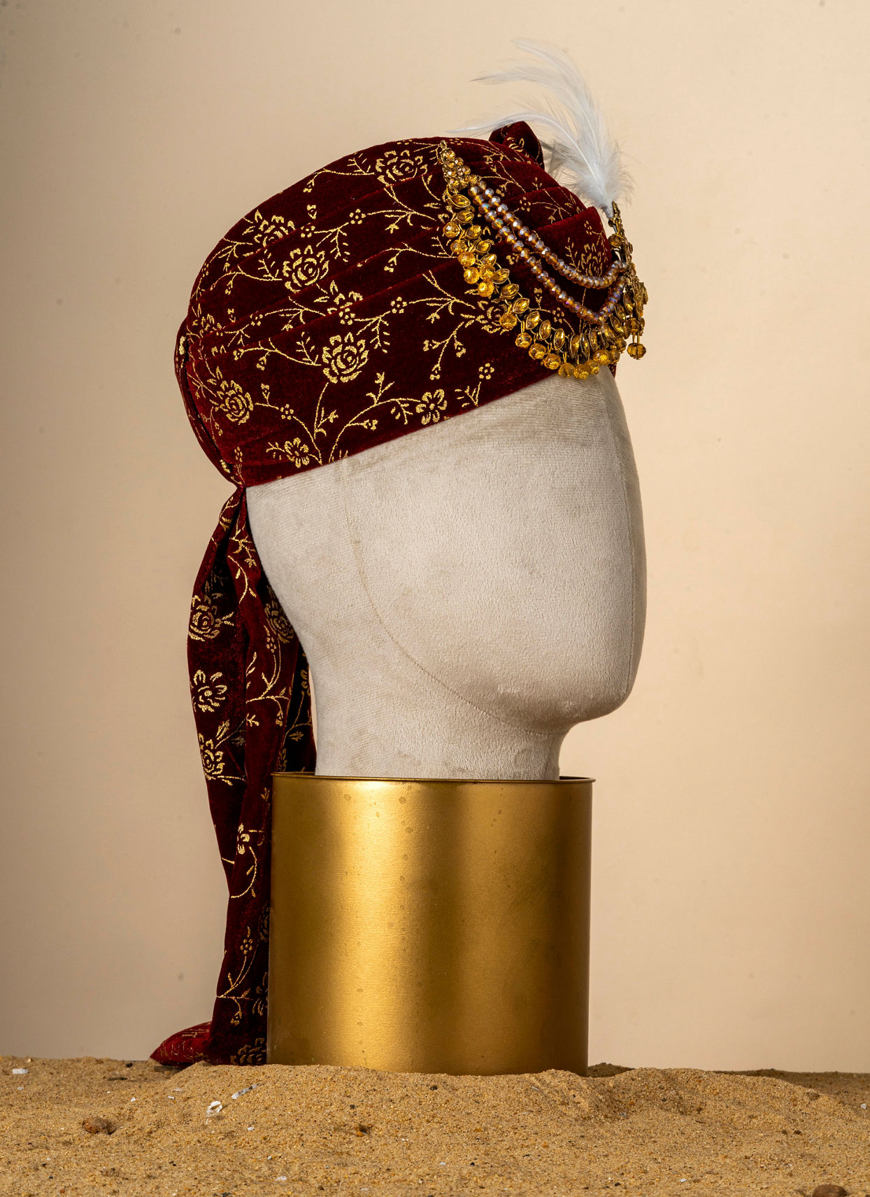 Manyavar Men Maroon Velvet Royal Safa