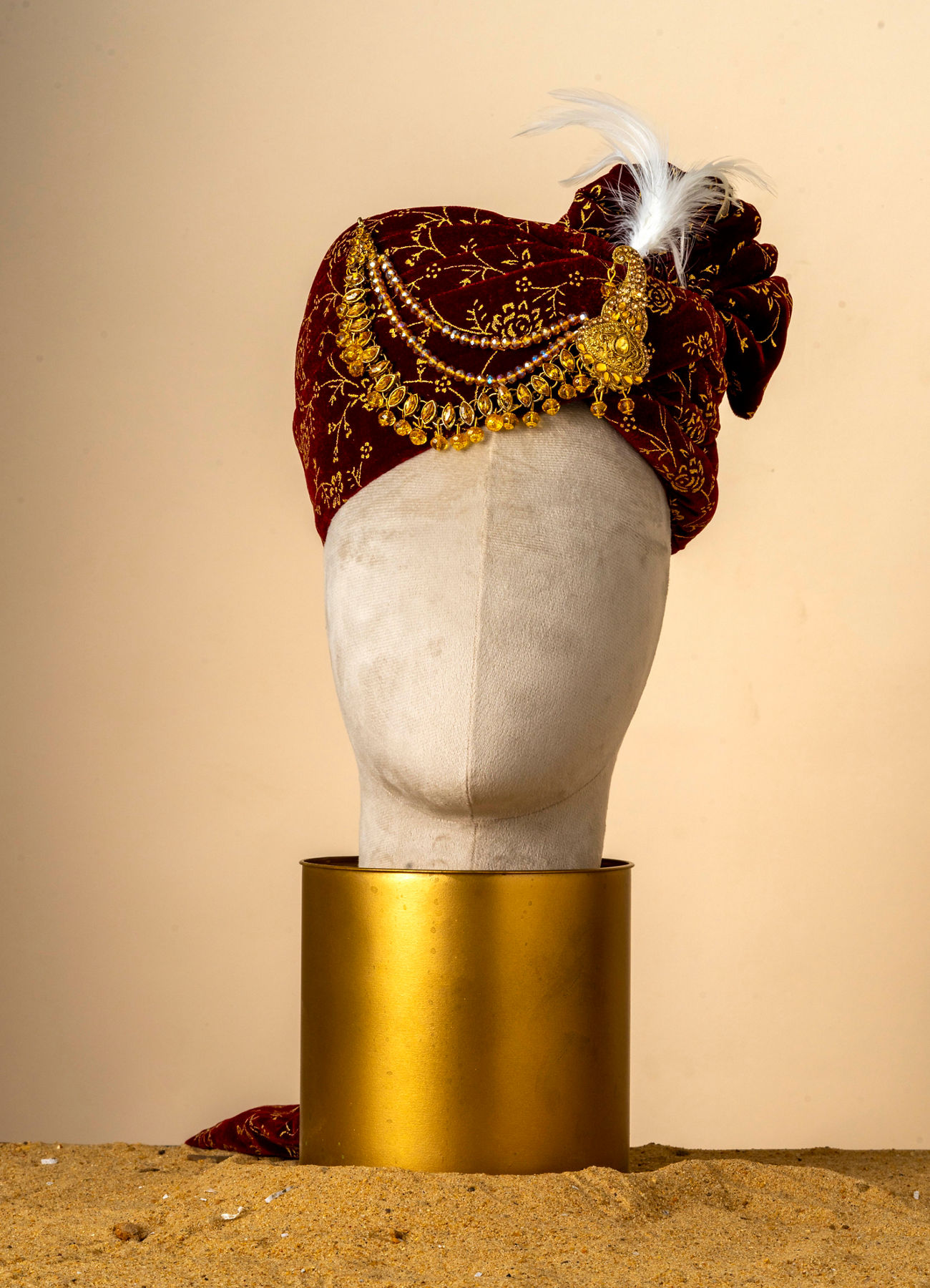 Manyavar Men Maroon Velvet Royal Safa