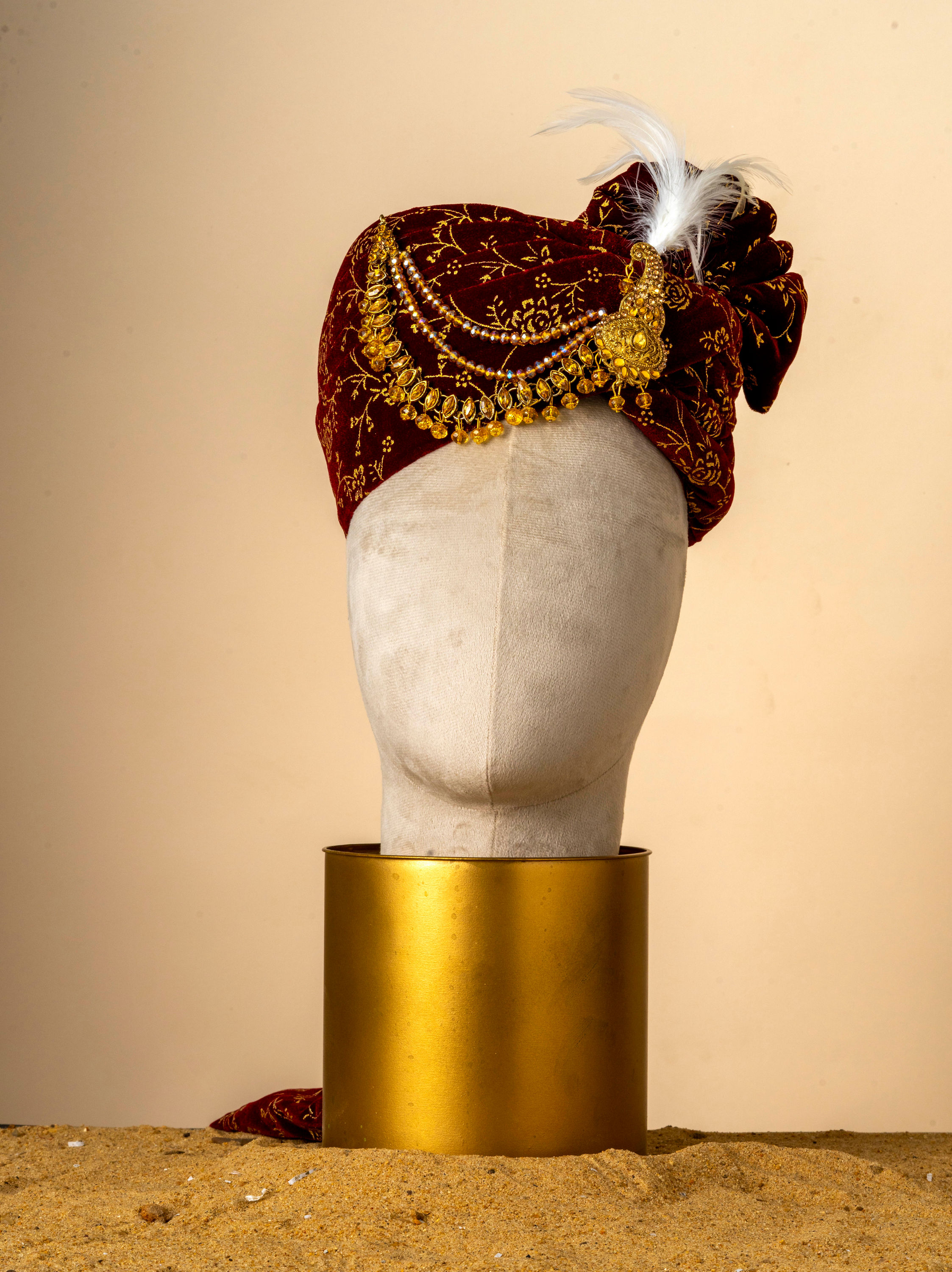 Manyavar Men Maroon Velvet Royal Safa