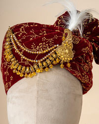 Manyavar Men Maroon Velvet Royal Safa