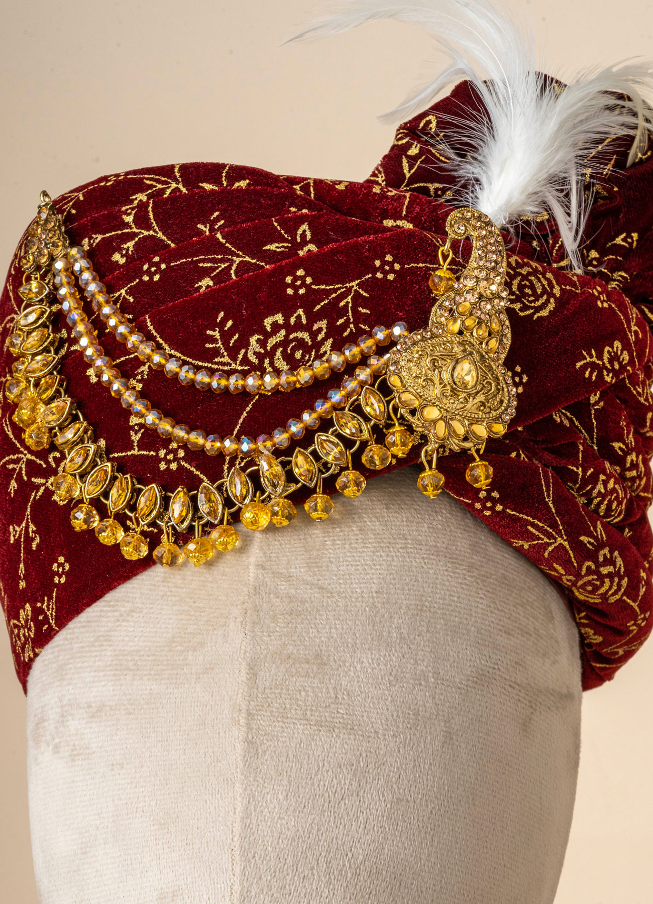 Manyavar Men Maroon Velvet Royal Safa