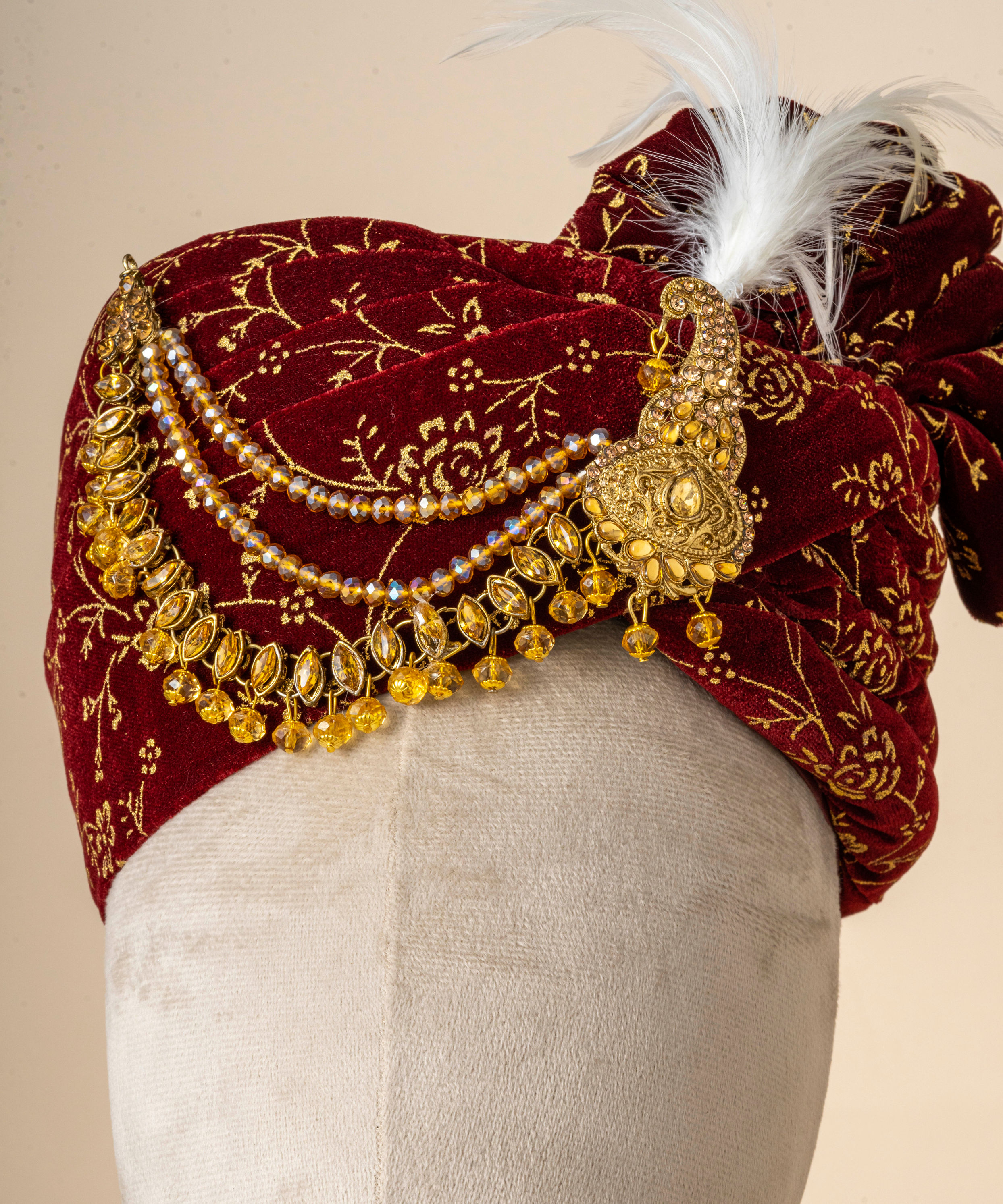 Manyavar Men Maroon Velvet Royal Safa