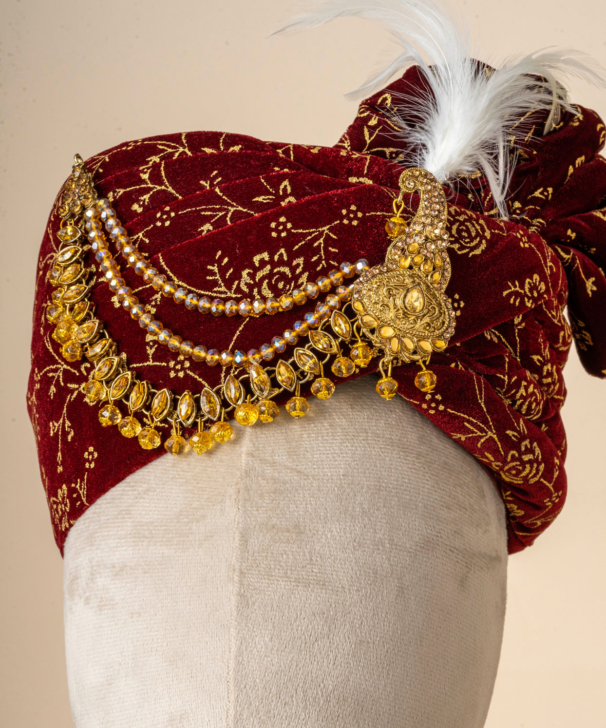 Manyavar Men Maroon Velvet Royal Safa