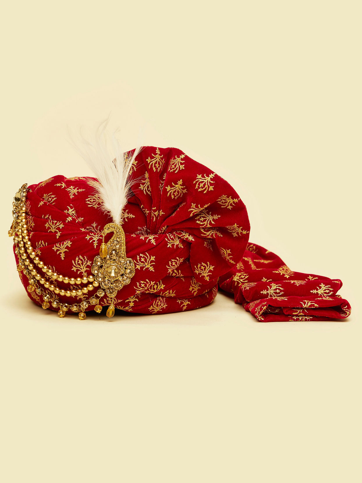 Manyavar Men Maroon Velvet Safa