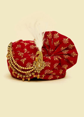 Manyavar Men Maroon Velvet Safa