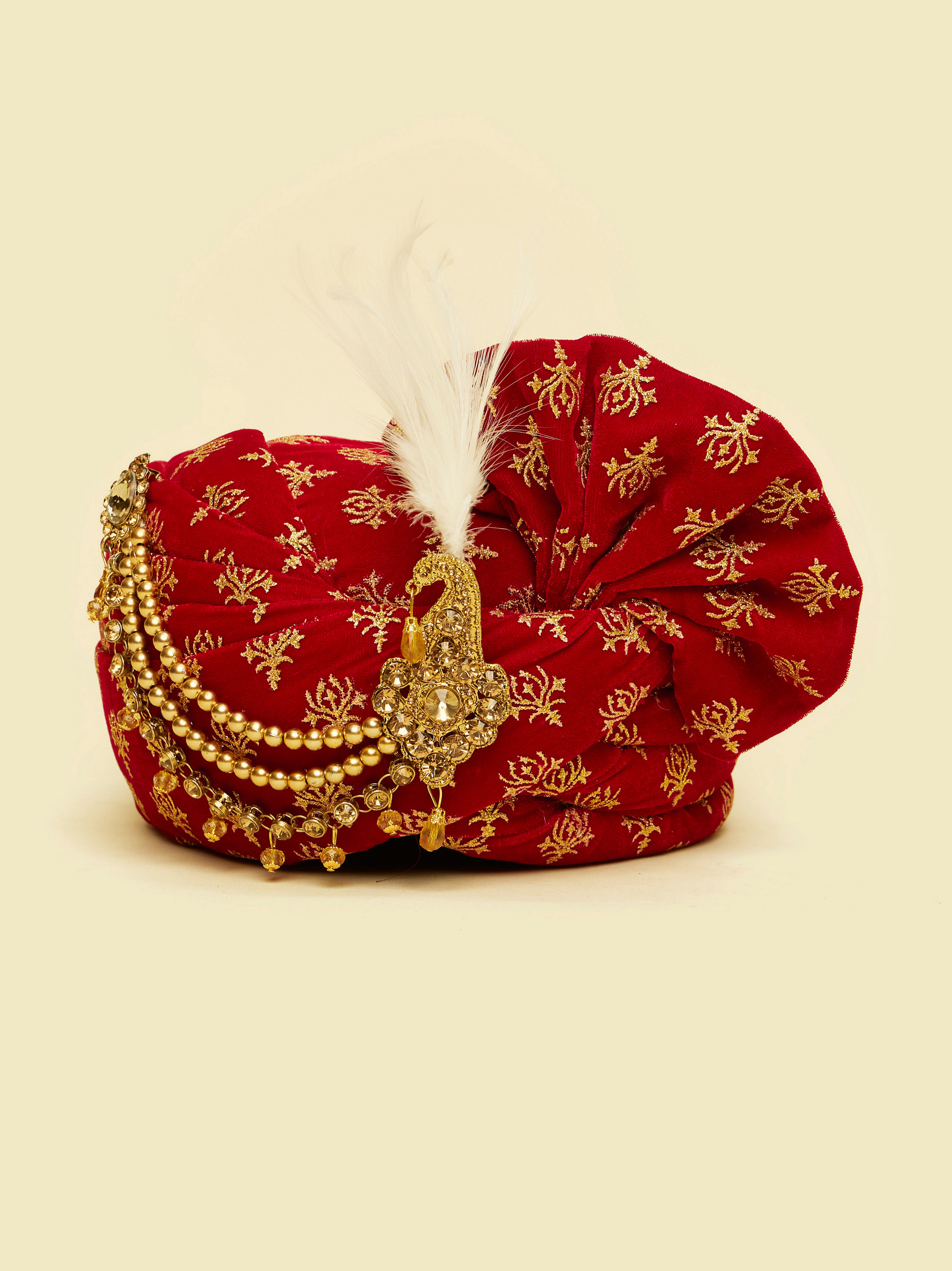 Manyavar Men Maroon Velvet Safa