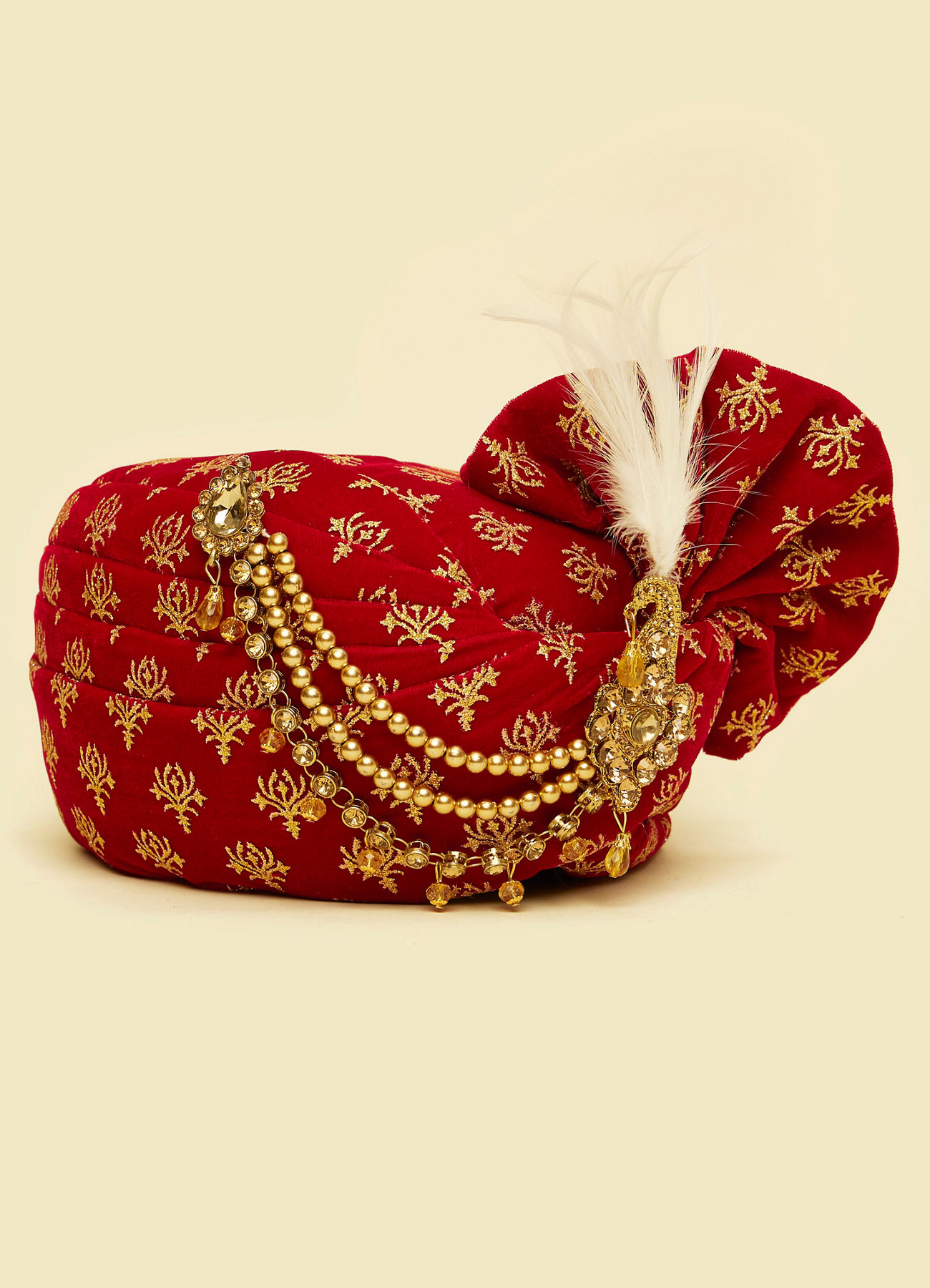 Manyavar Men Maroon Velvet Safa