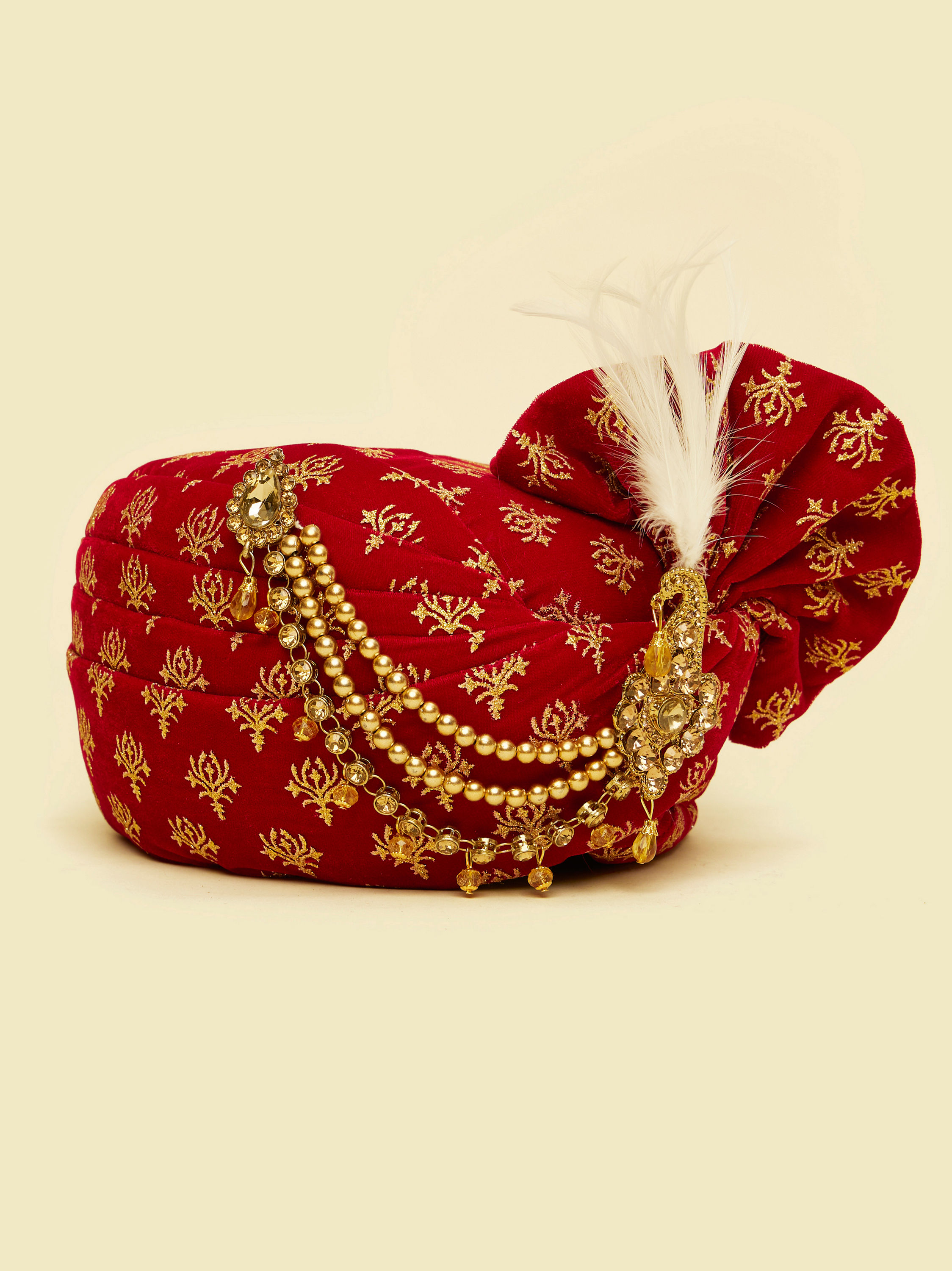 Manyavar Men Maroon Velvet Safa