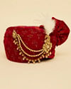 Manyavar Men Deep Maroon Safa with Feather Trim Kalgi