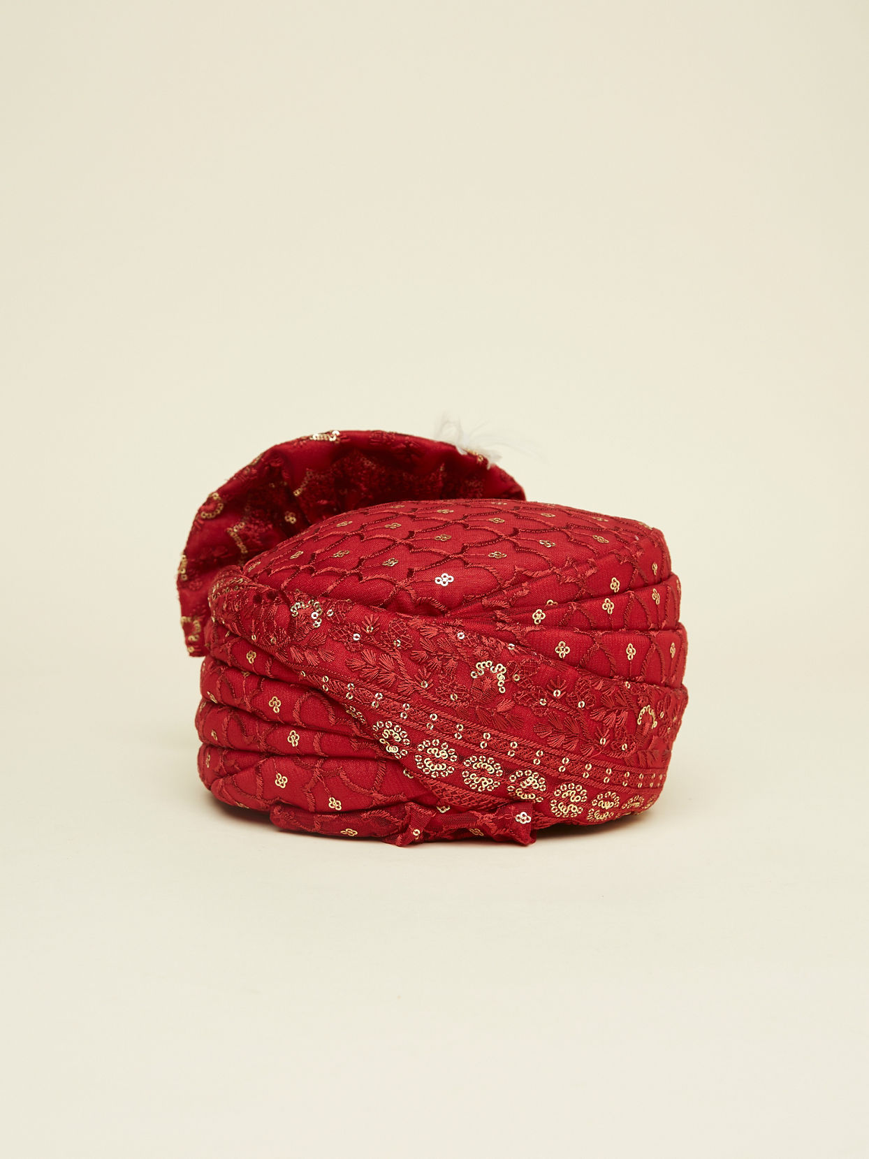 Cherry Red Jaal Patterned Safa image number 3
