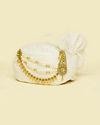 Manyavar Men Warm White Lattice Patterned Safa