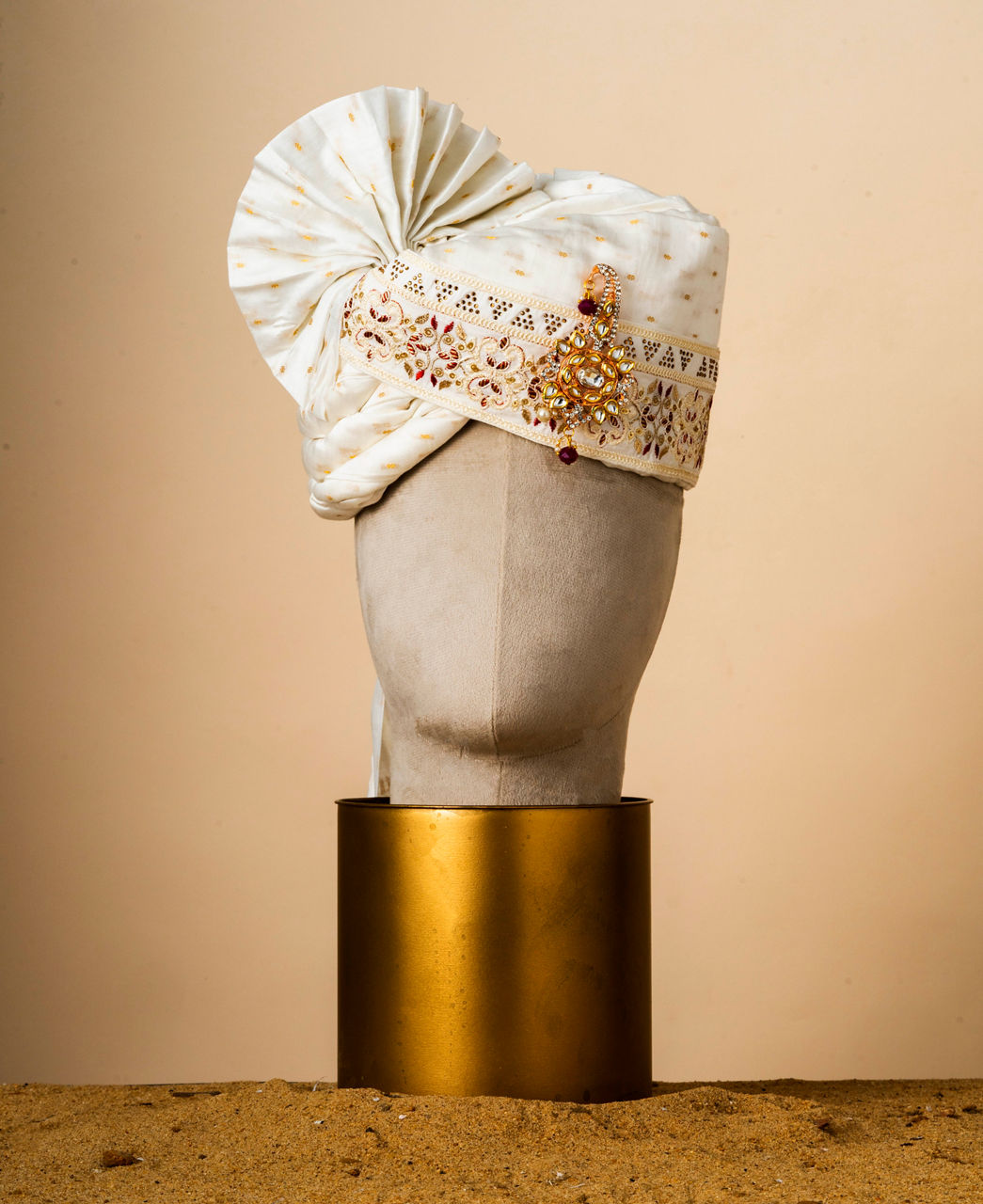 Manyavar Men Regal Cream Chanderi Safa