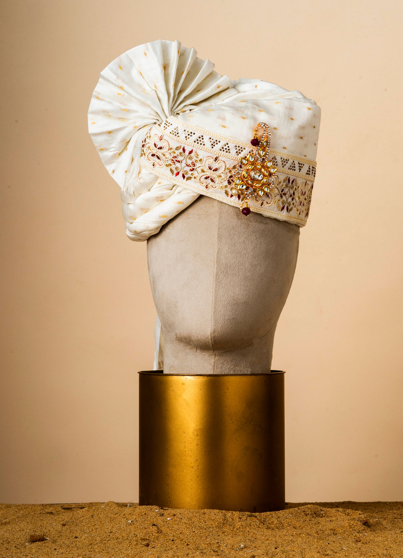 Manyavar Men Regal Cream Chanderi Safa