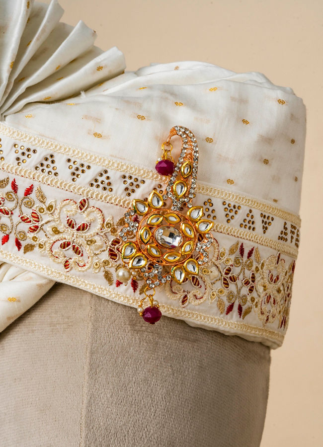 Manyavar Men Regal Cream Chanderi Safa