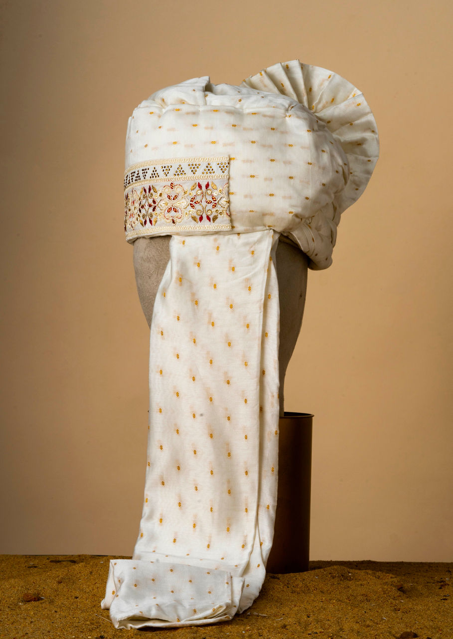 Manyavar Men Regal Cream Chanderi Safa