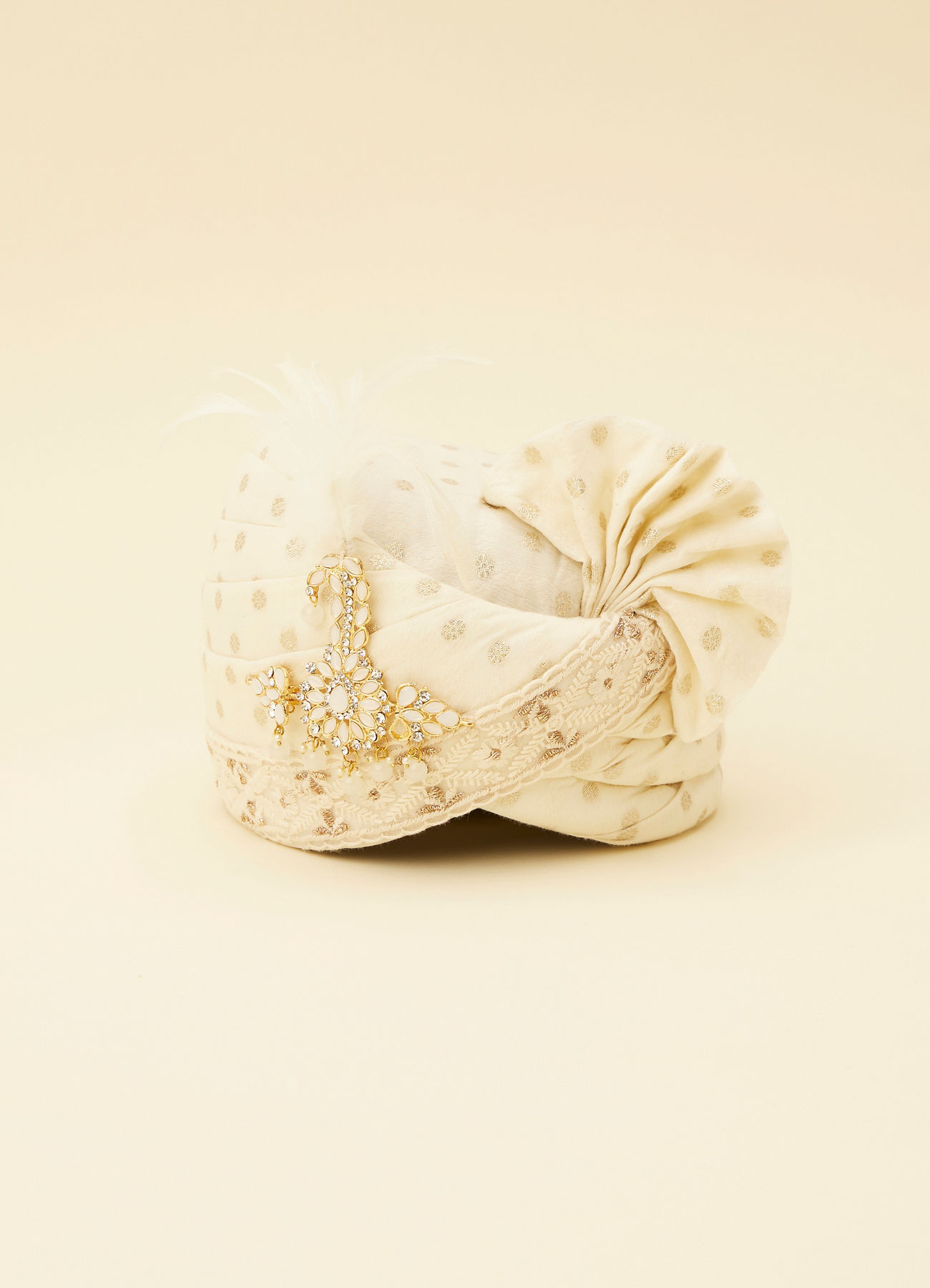Manyavar Men Cream Safa with Paisley Brooch