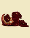 Classic Maroon Filigree Embellished Safa with Feather Trim Kalgi image number 2