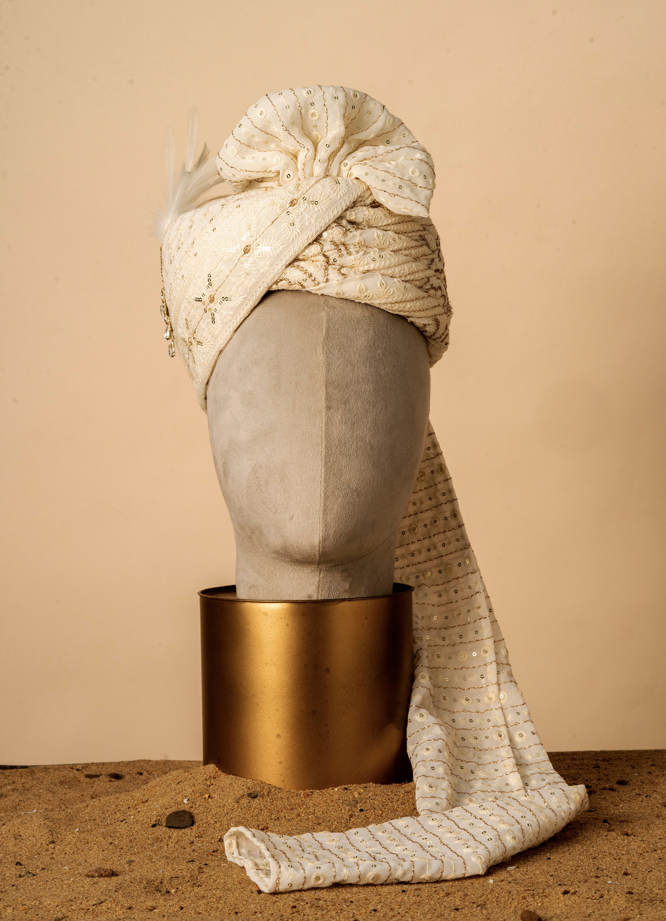 Manyavar Men Cream Georgette Royal Safa