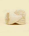Manyavar Men Cream Chikankari Safa with Brooch