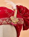 Manyavar Men Pink Velvet Safa with Brooch