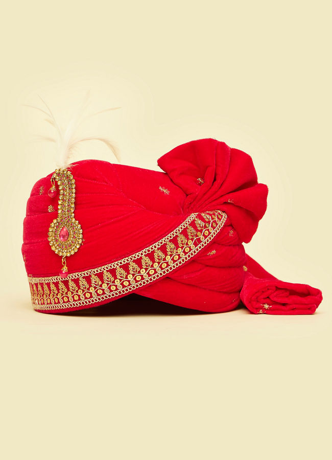 Manyavar Men Velvety Pink Safa