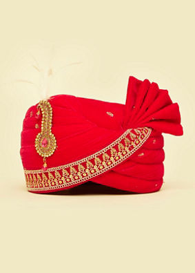 Manyavar Men Velvety Pink Safa