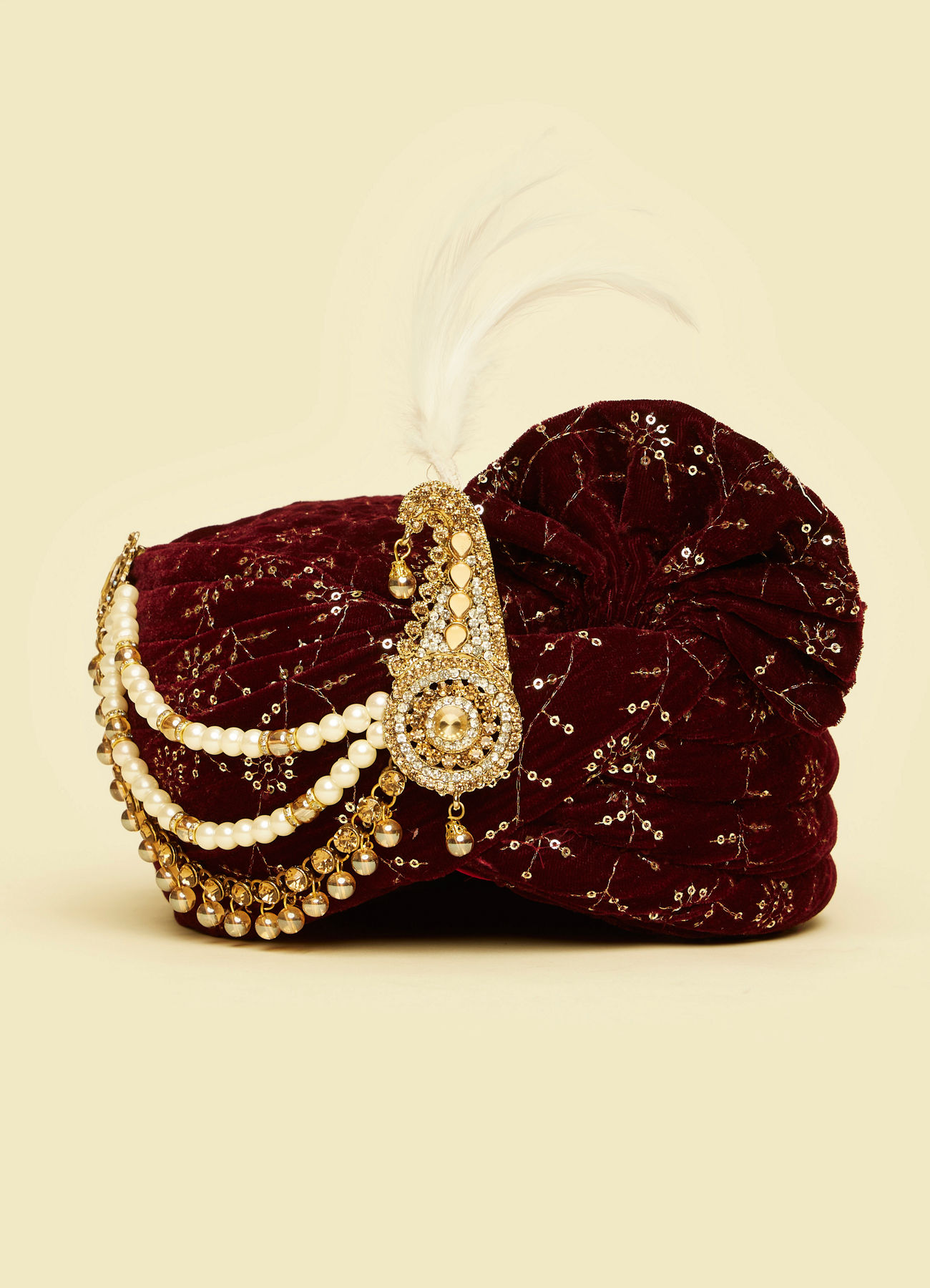 Manyavar Men Velvety Maroon Safta