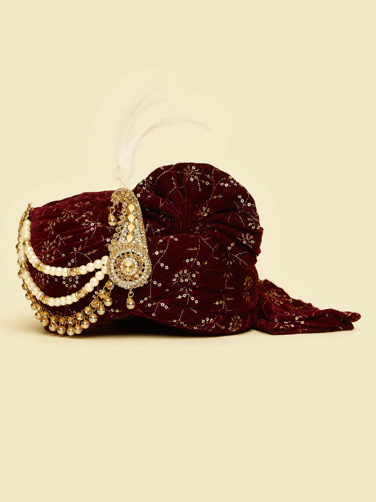 Manyavar Men Velvety Maroon Safta
