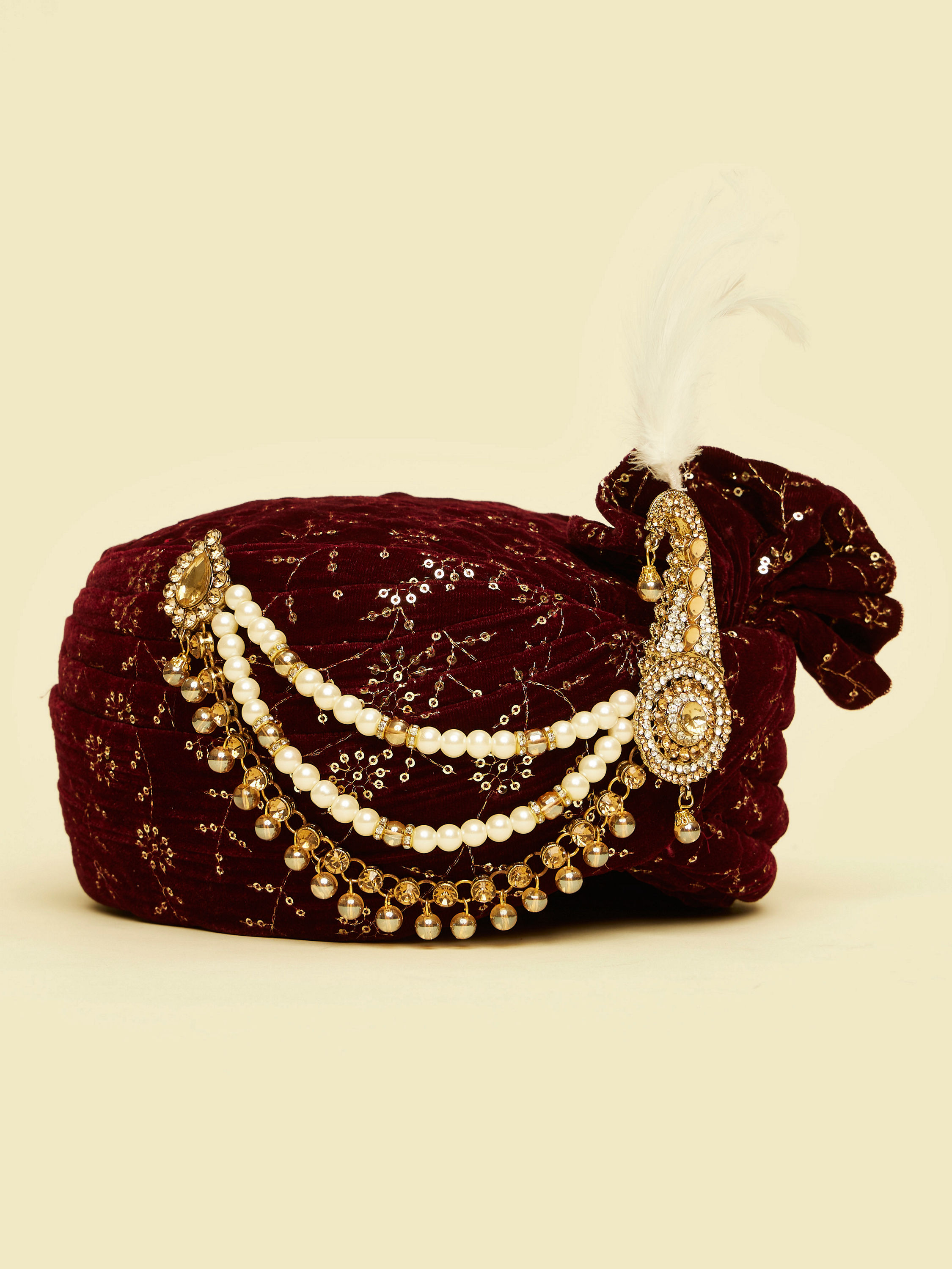 Manyavar Men Velvety Maroon Safta