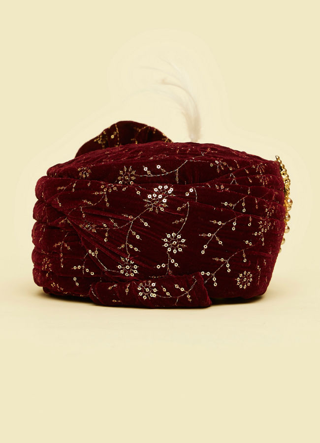 Manyavar Men Velvety Maroon Safta