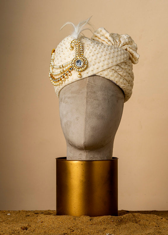 Manyavar Men Cream Georgette Imperial Safa