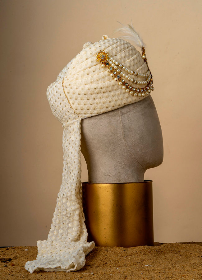 Manyavar Men Cream Georgette Imperial Safa