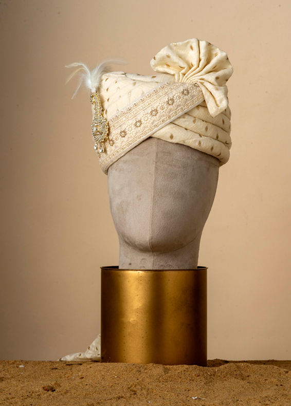 Manyavar Men Elegantly Crafted Warm White Safa