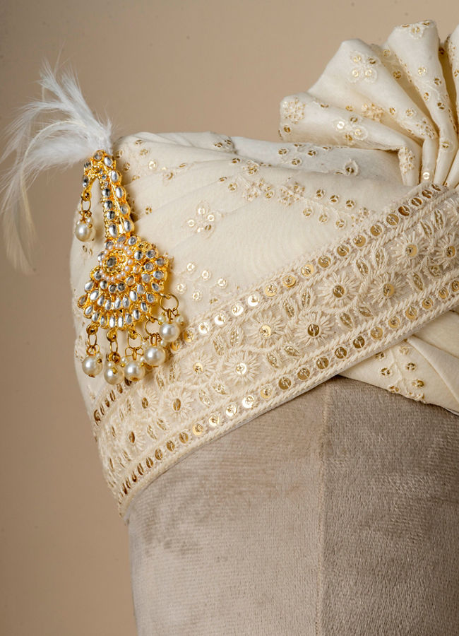 Manyavar Men Warm White Safa