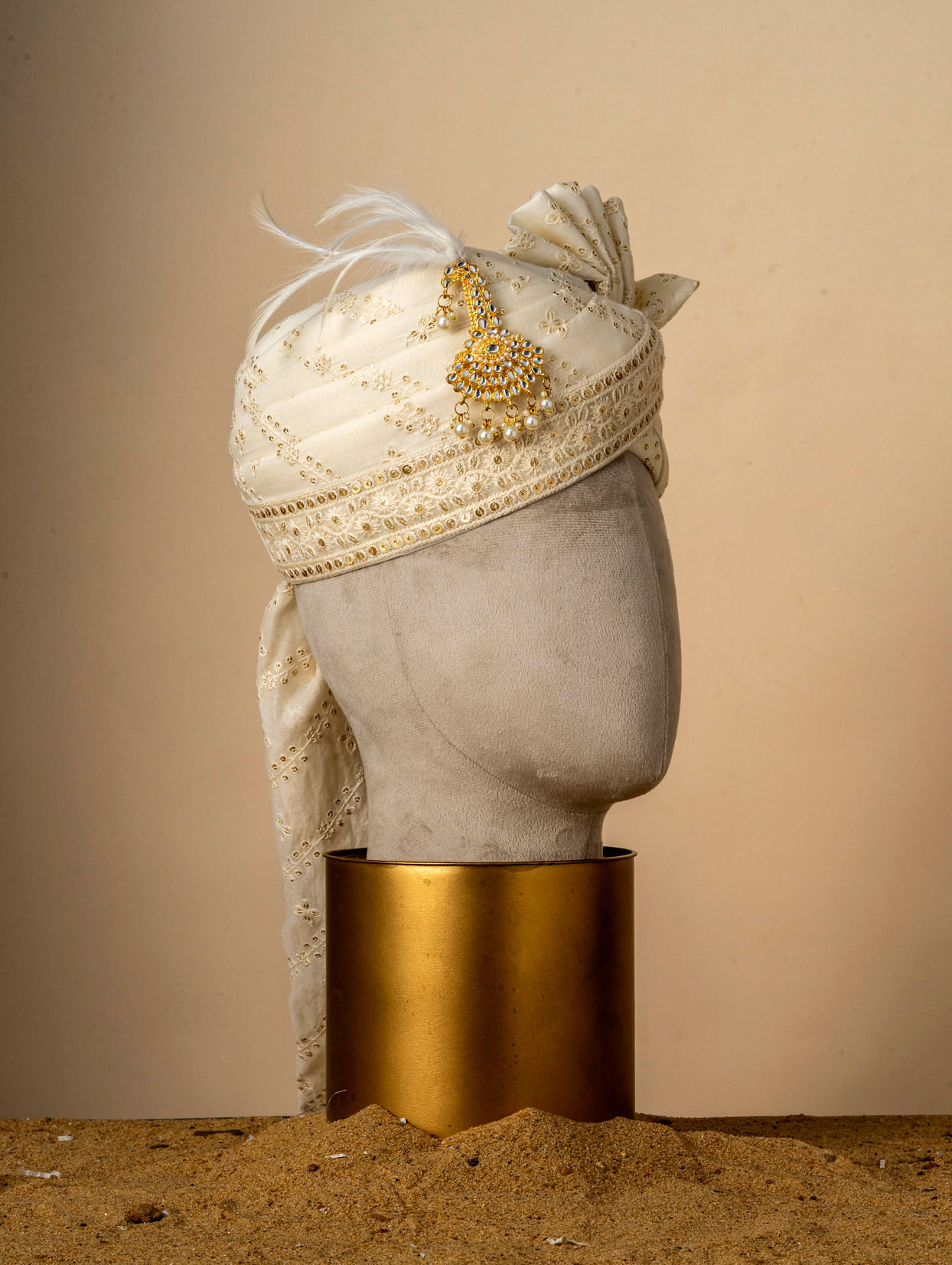 Manyavar Men Warm White Safa