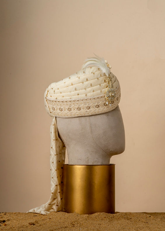 Manyavar Men Royal Satin Safa with Brooch