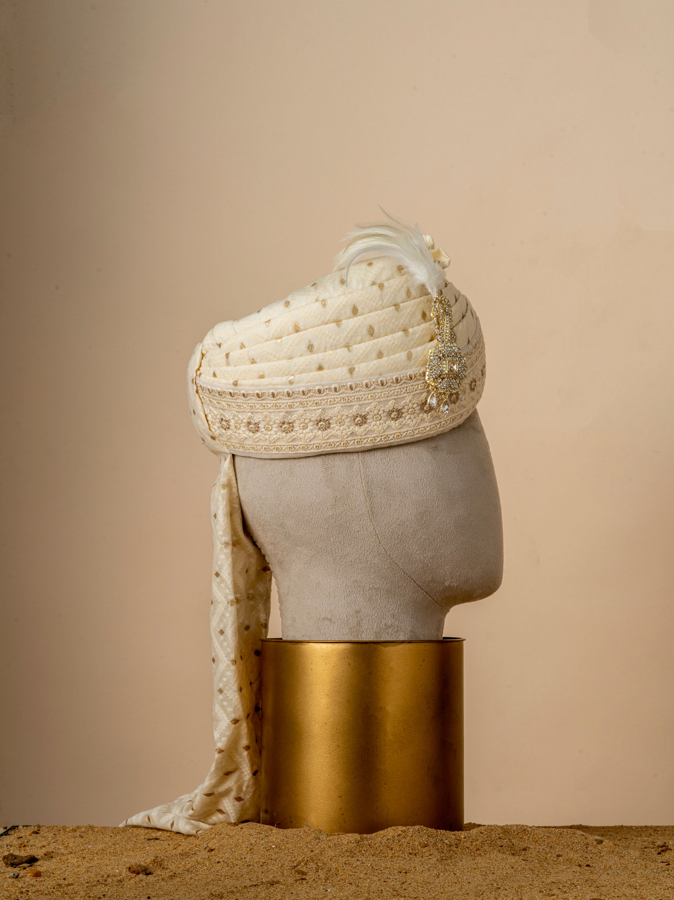 Manyavar Men Royal Satin Safa with Brooch